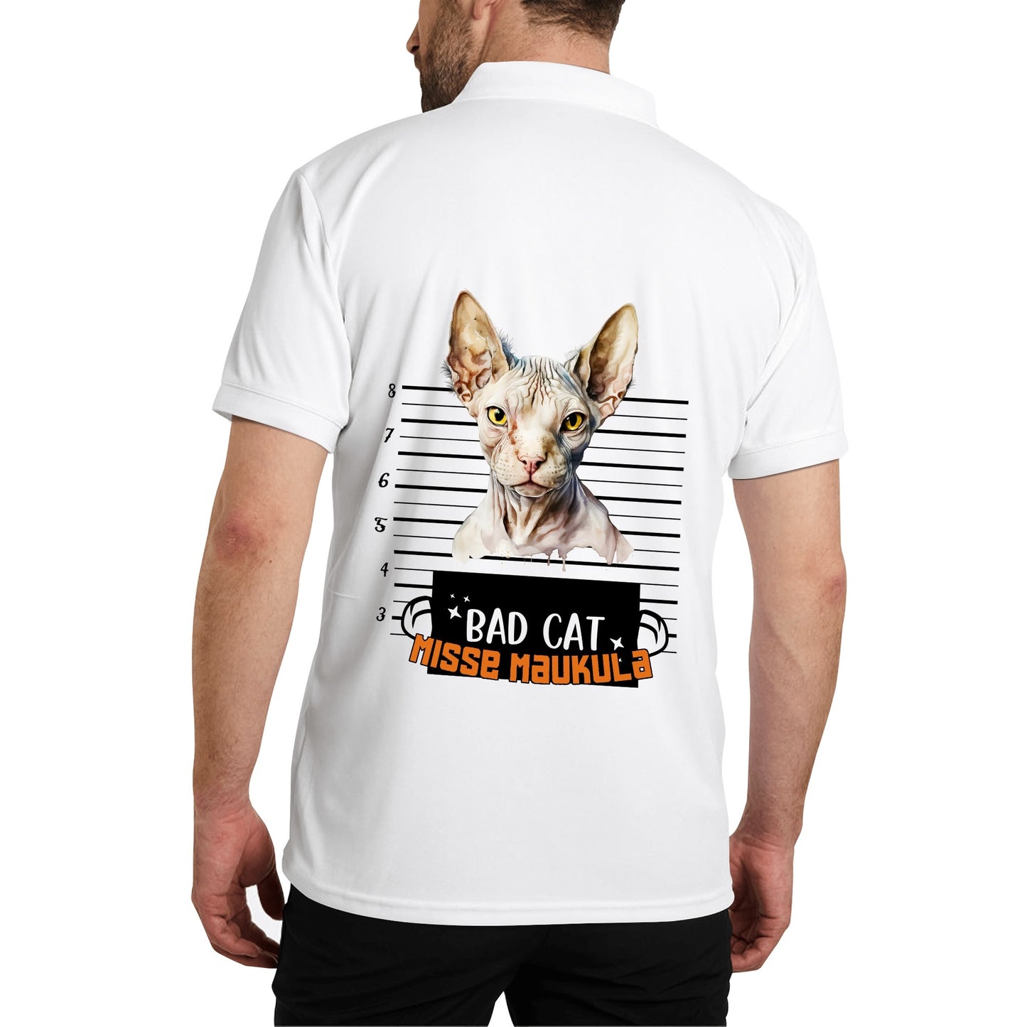 unisex bad cat Polo Shirt -  muokkaa millä tahansa omalla kuvalla, järjestelmä poistaa taustan