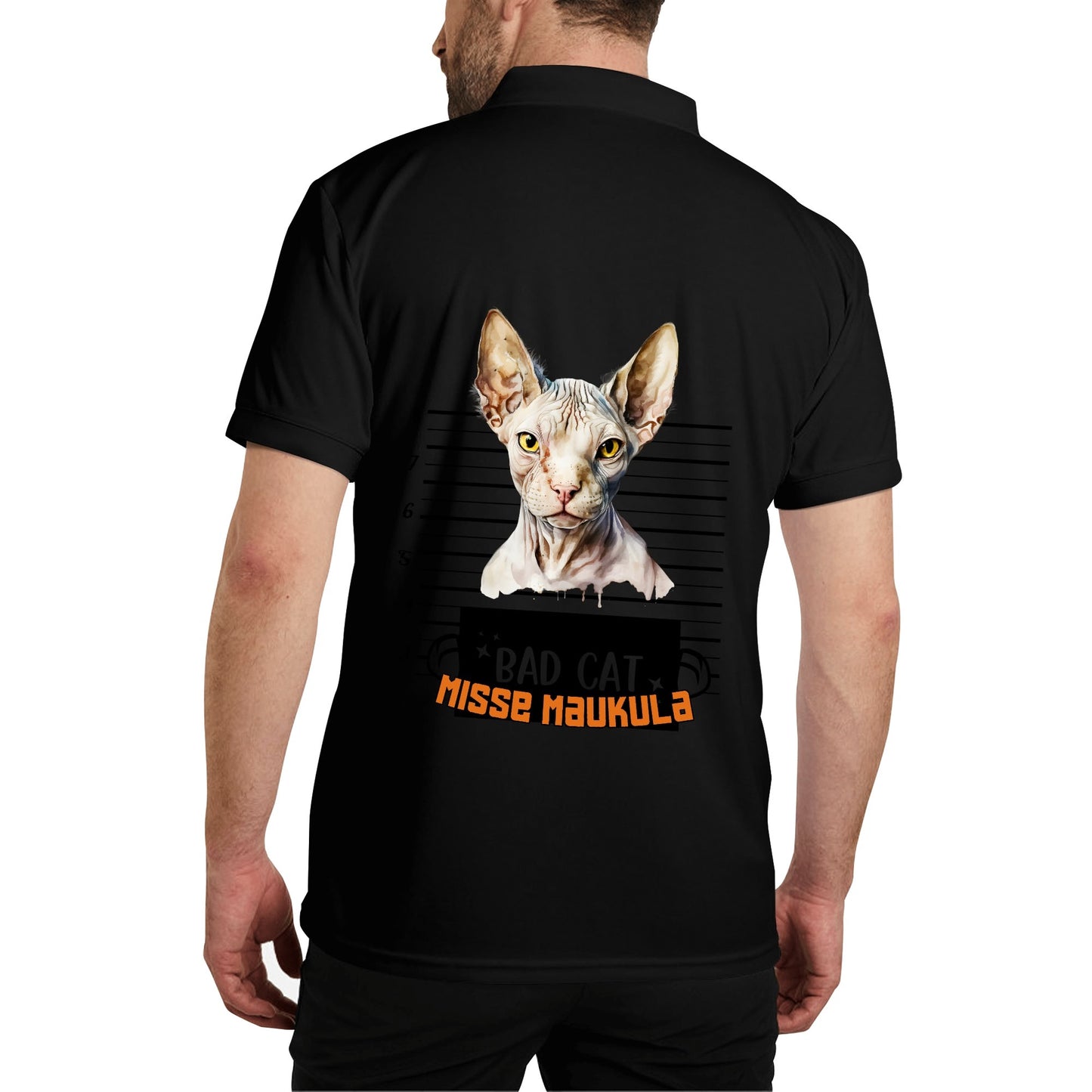 unisex bad cat Polo Shirt -  muokkaa millä tahansa omalla kuvalla, järjestelmä poistaa taustan