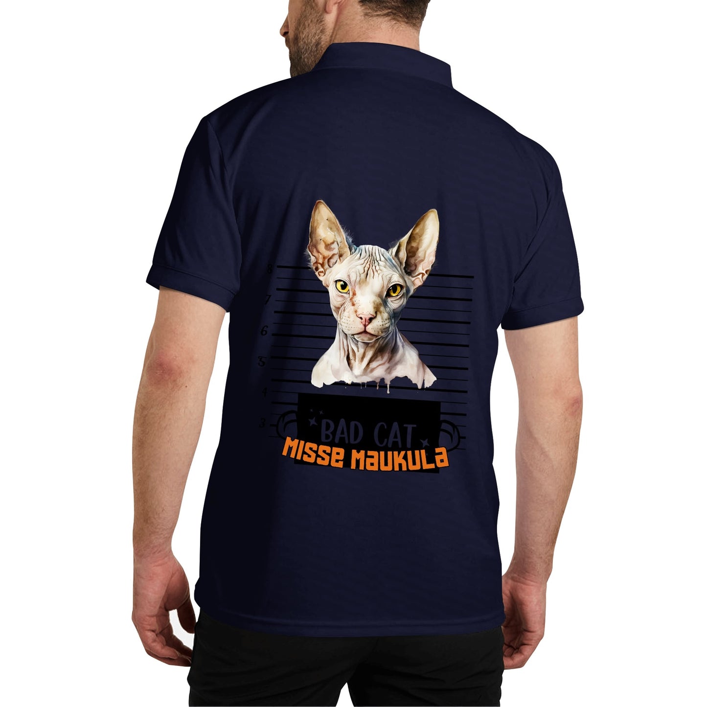 unisex bad cat Polo Shirt -  muokkaa millä tahansa omalla kuvalla, järjestelmä poistaa taustan