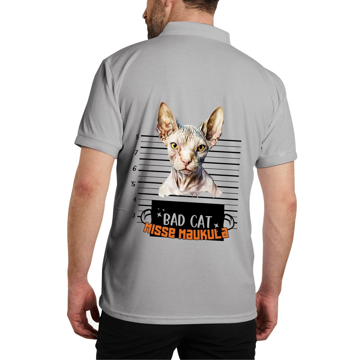 unisex bad cat Polo Shirt -  muokkaa millä tahansa omalla kuvalla, järjestelmä poistaa taustan