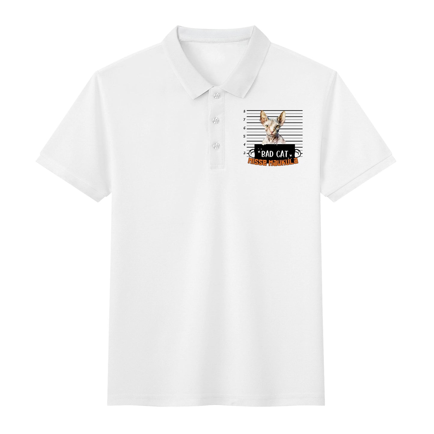 unisex bad cat Polo Shirt -  muokkaa millä tahansa omalla kuvalla, järjestelmä poistaa taustan