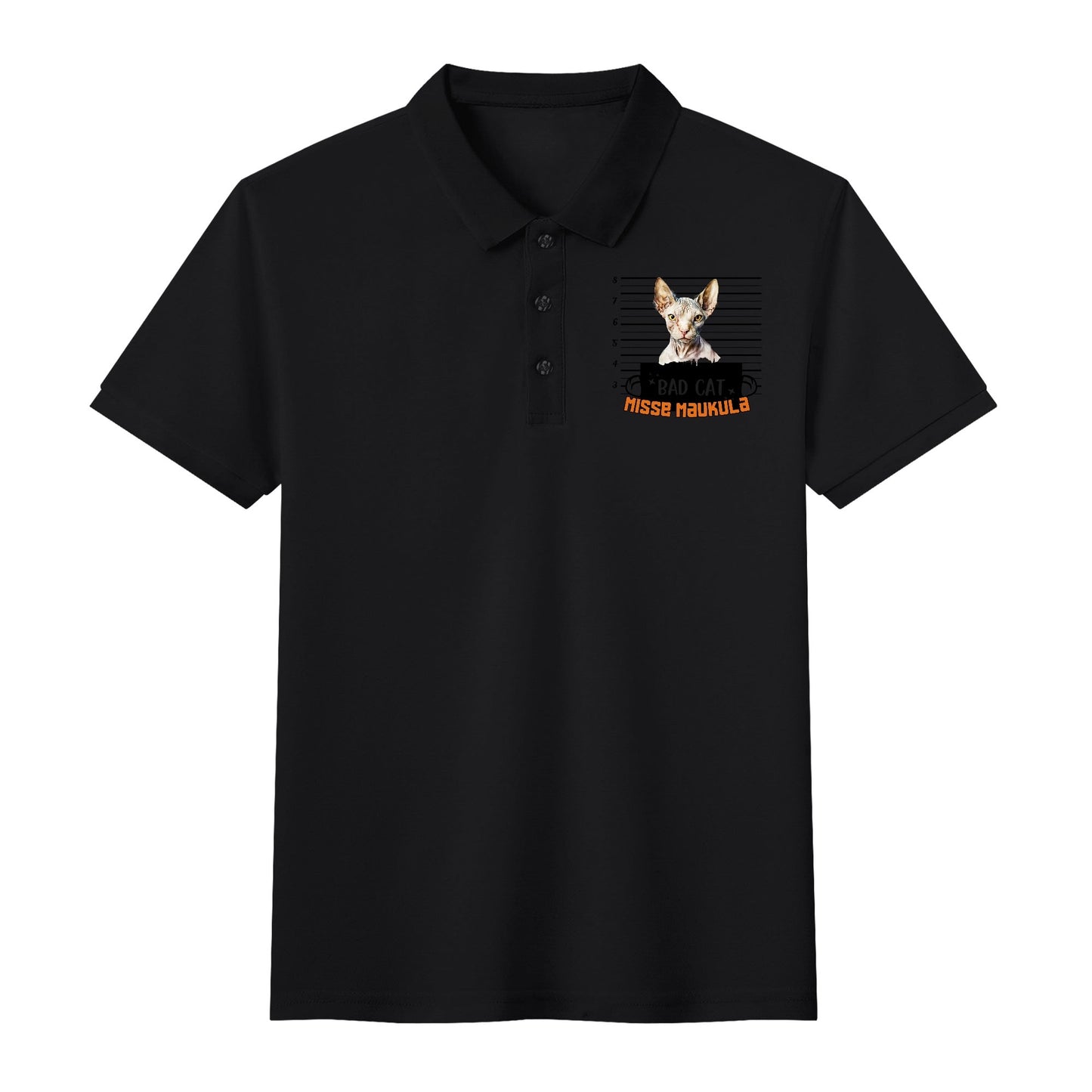 unisex bad cat Polo Shirt -  muokkaa millä tahansa omalla kuvalla, järjestelmä poistaa taustan