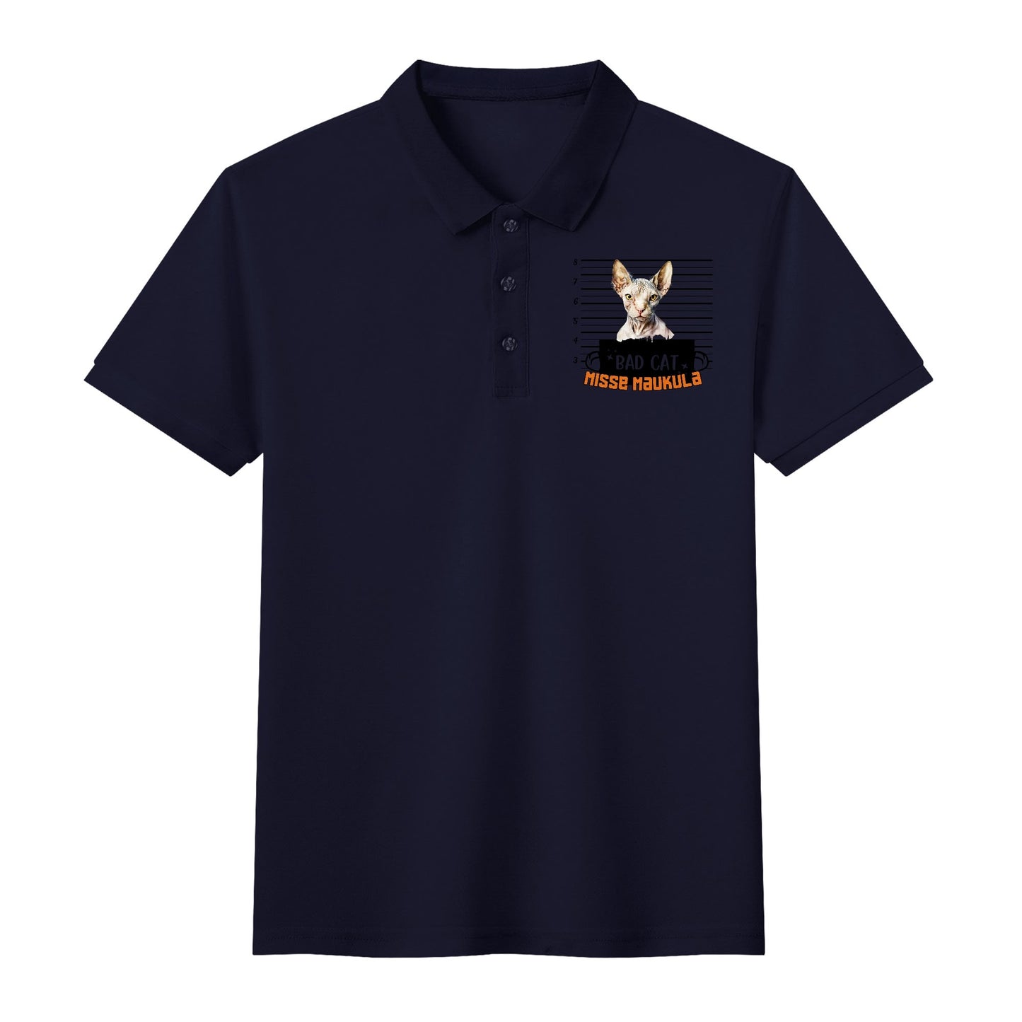 unisex bad cat Polo Shirt -  muokkaa millä tahansa omalla kuvalla, järjestelmä poistaa taustan