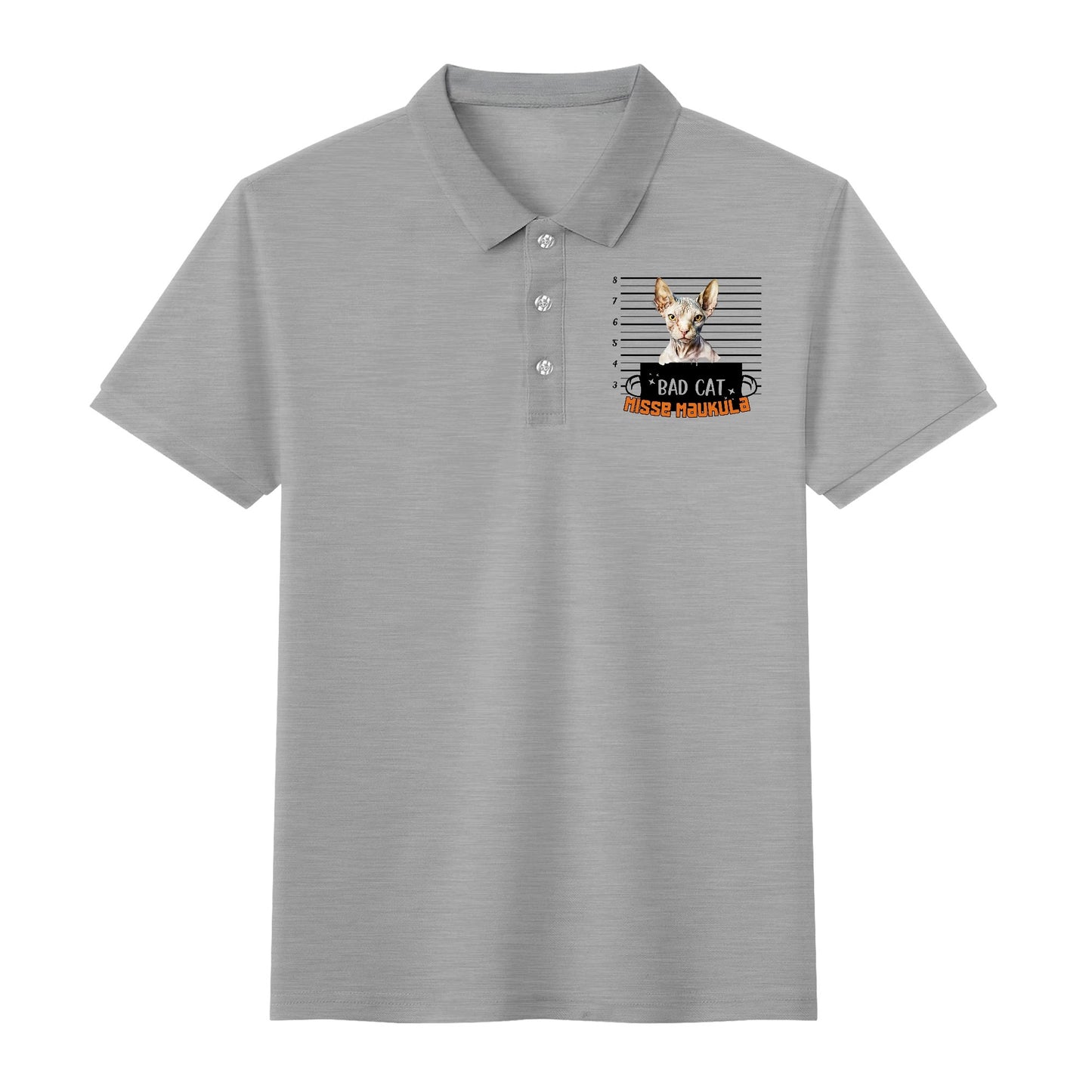 unisex bad cat Polo Shirt -  muokkaa millä tahansa omalla kuvalla, järjestelmä poistaa taustan