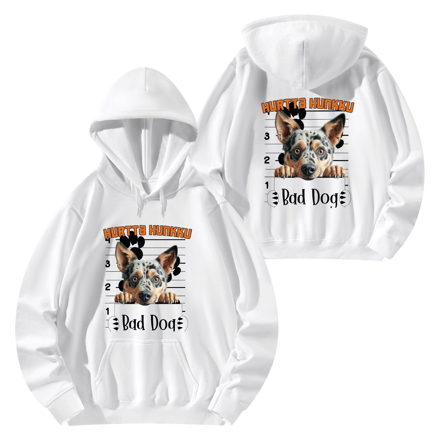 Unisex Front & Back  bad dog Cotton Hoodie omalla tekstillä ja kuvalla