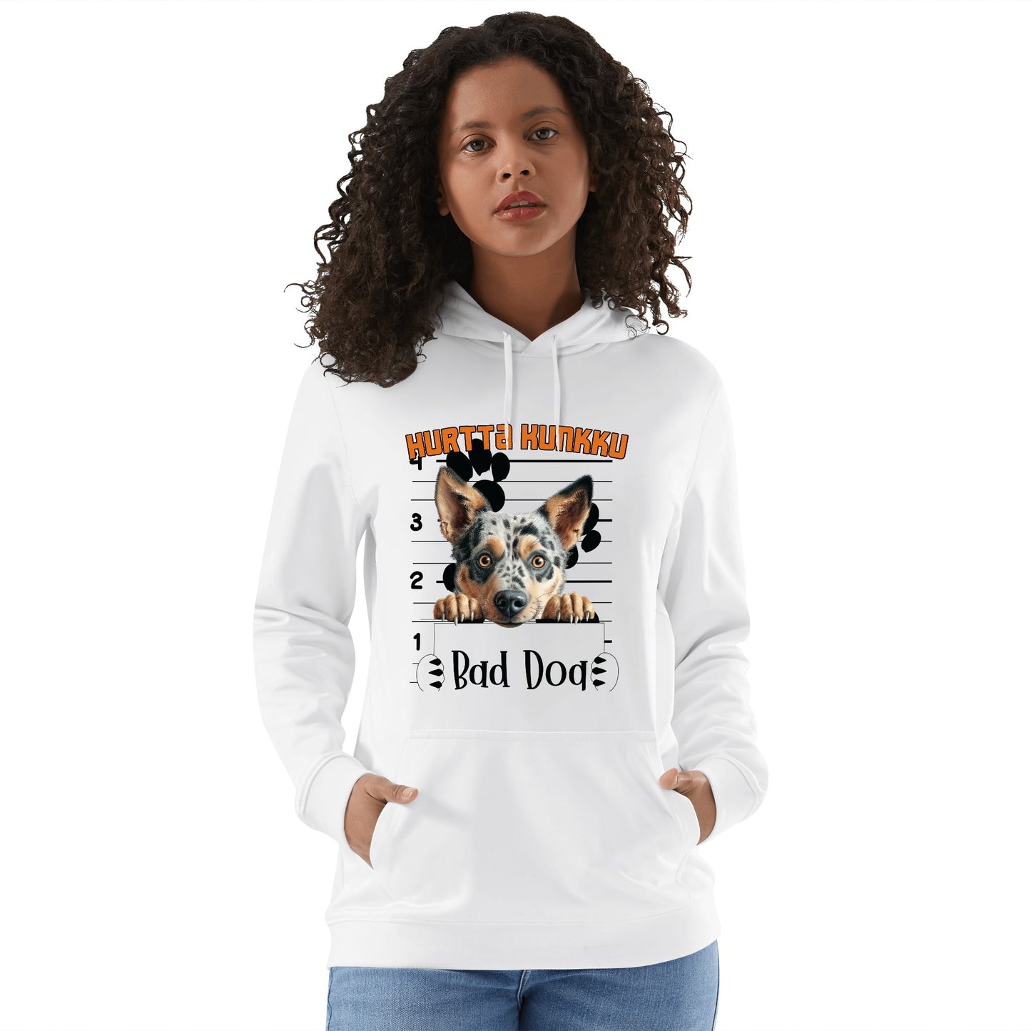 Unisex Front & Back  bad dog Cotton Hoodie omalla tekstillä ja kuvalla