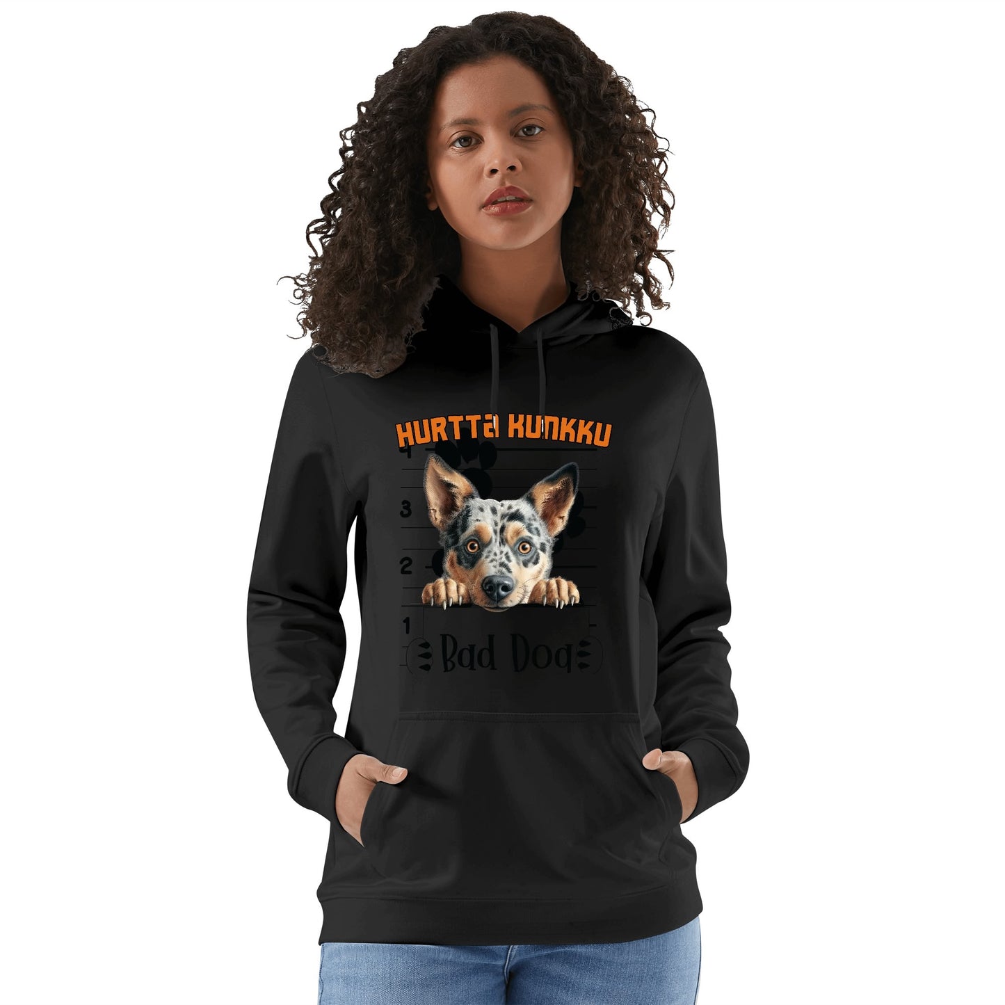 Unisex Front & Back  bad dog Cotton Hoodie omalla tekstillä ja kuvalla