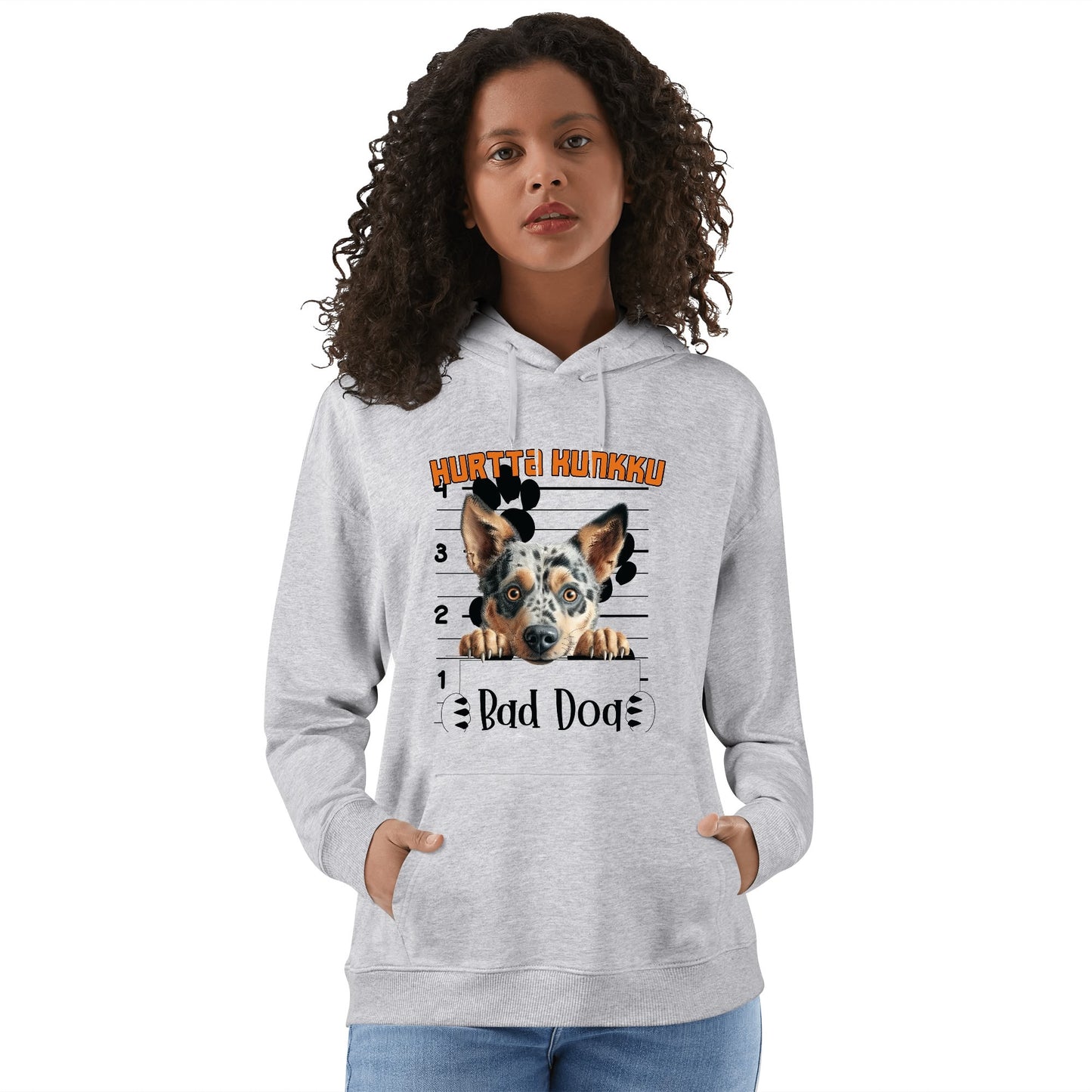 Unisex Front & Back  bad dog Cotton Hoodie omalla tekstillä ja kuvalla