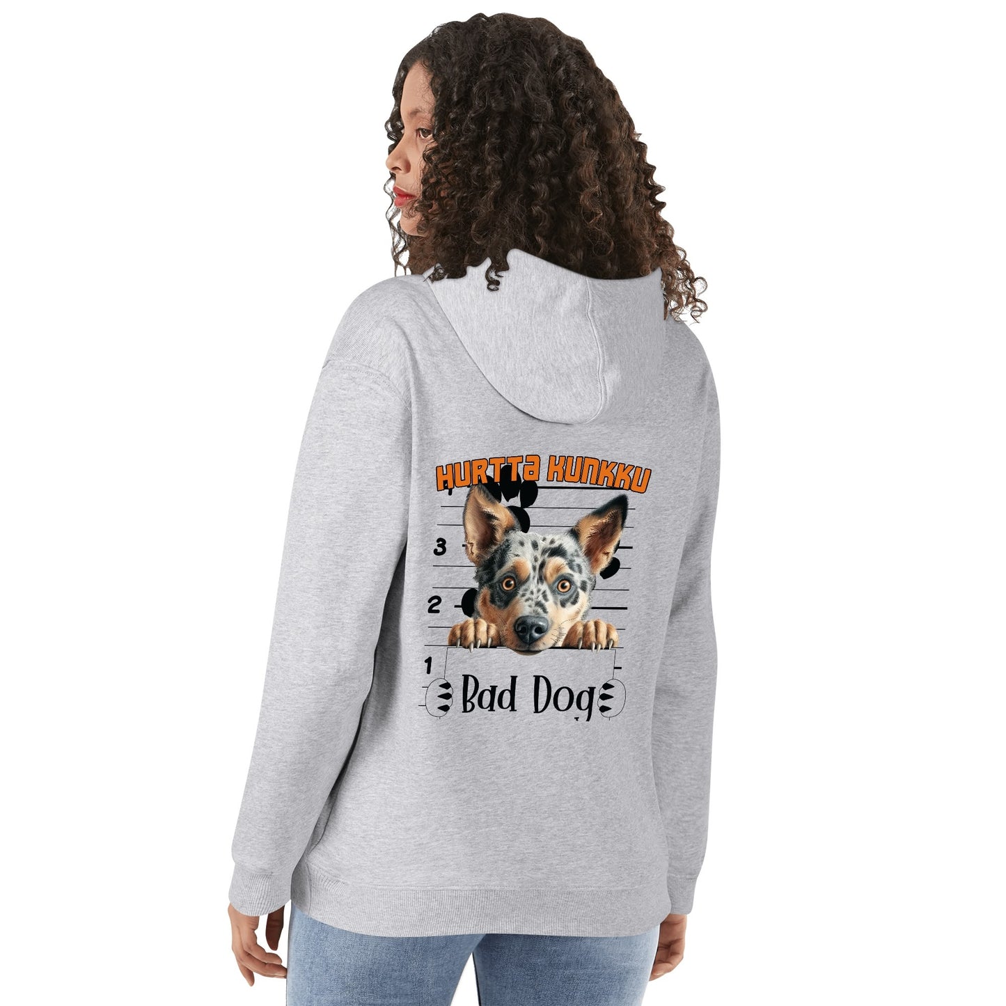 Unisex Front & Back  bad dog Cotton Hoodie omalla tekstillä ja kuvalla