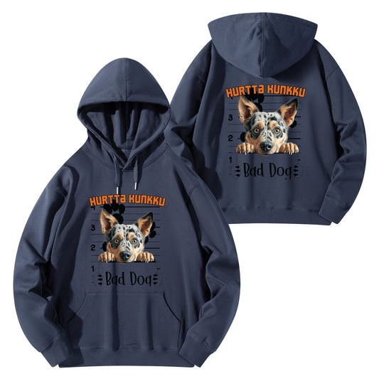 Unisex Front & Back  bad dog Cotton Hoodie omalla tekstillä ja kuvalla