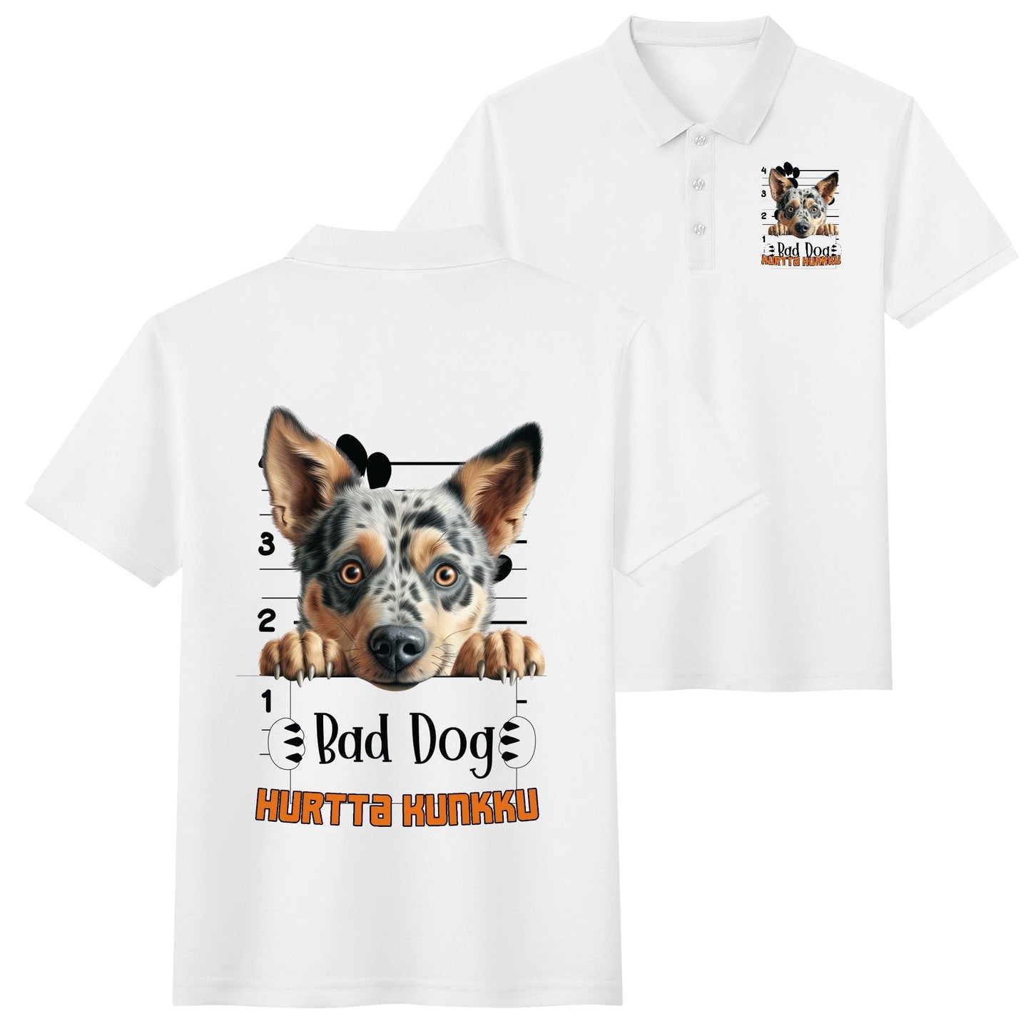 unisex bad dog Polo Shirt -  muokkaa millä tahansa omalla kuvalla, järjestelmä poistaa taustan