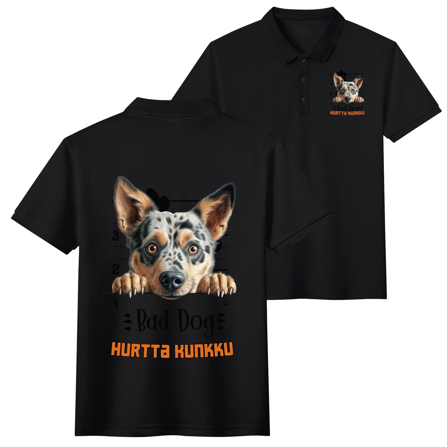 unisex bad dog Polo Shirt -  muokkaa millä tahansa omalla kuvalla, järjestelmä poistaa taustan