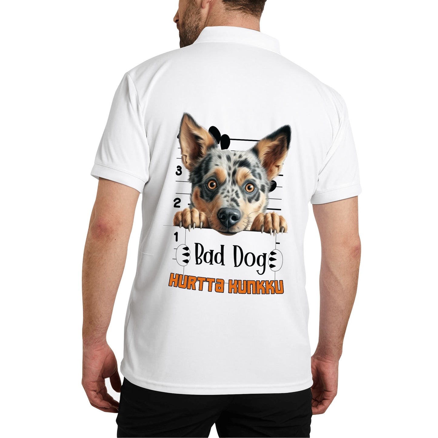 unisex bad dog Polo Shirt -  muokkaa millä tahansa omalla kuvalla, järjestelmä poistaa taustan