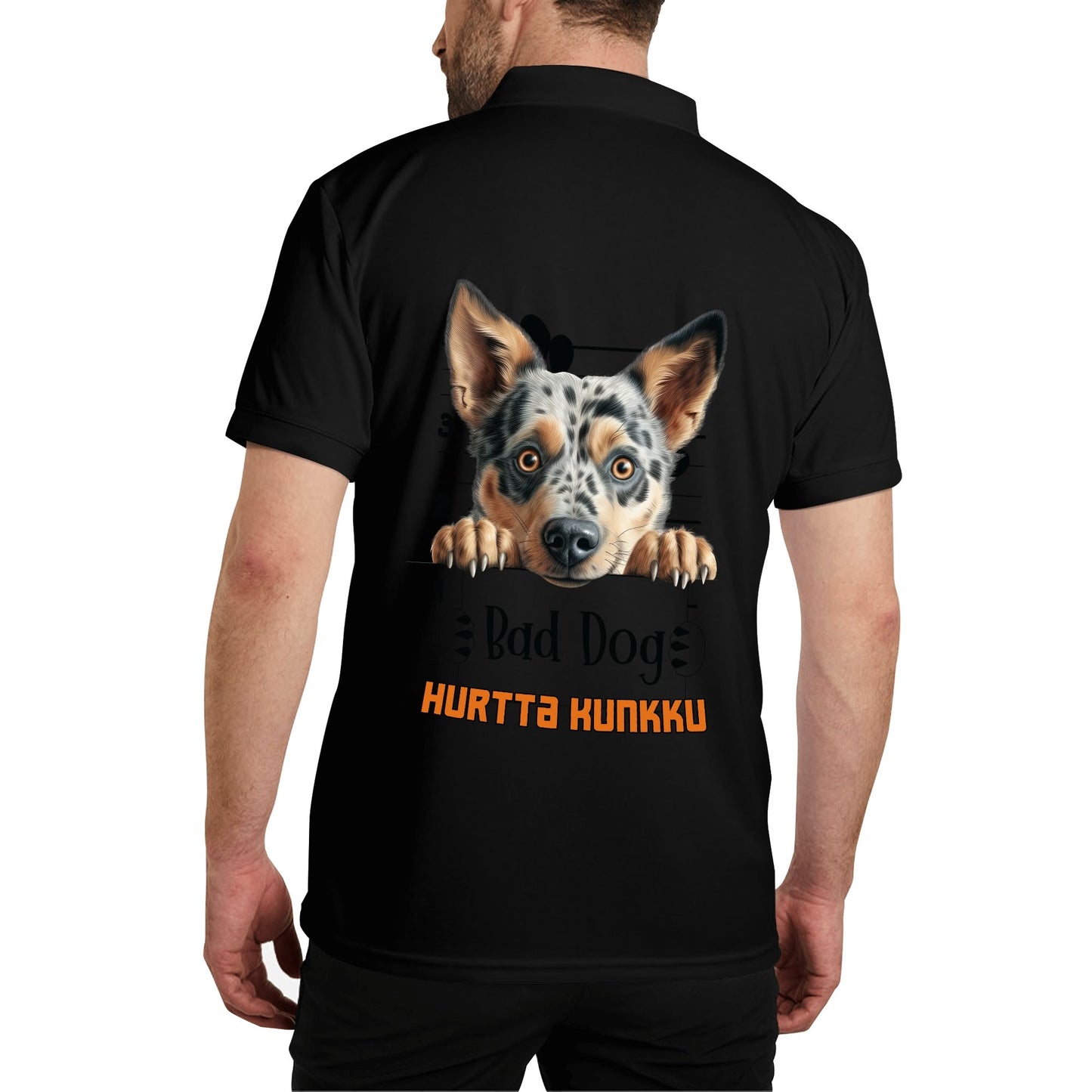 unisex bad dog Polo Shirt -  muokkaa millä tahansa omalla kuvalla, järjestelmä poistaa taustan