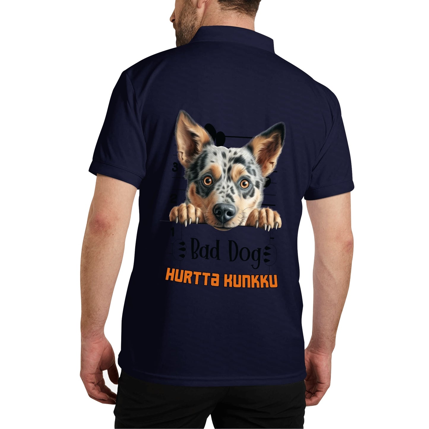 unisex bad dog Polo Shirt -  muokkaa millä tahansa omalla kuvalla, järjestelmä poistaa taustan