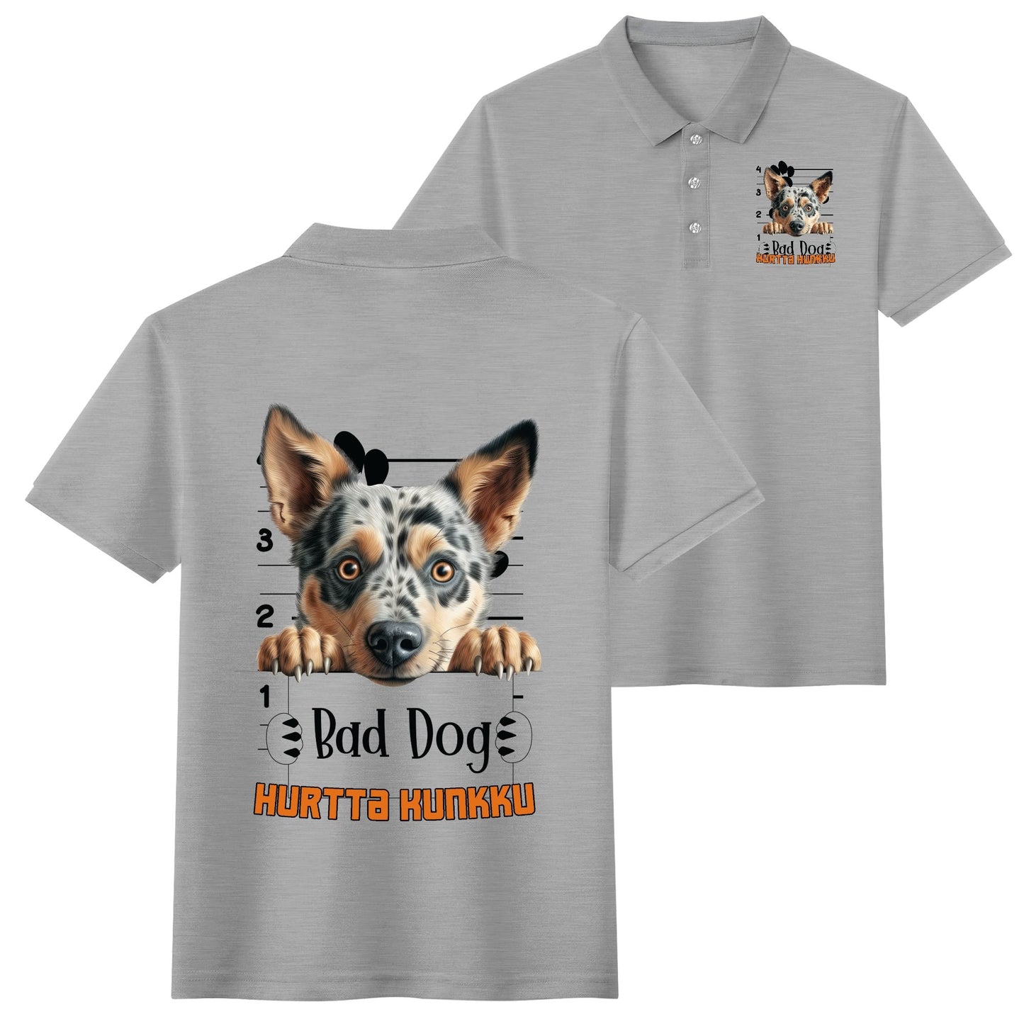 unisex bad dog Polo Shirt -  muokkaa millä tahansa omalla kuvalla, järjestelmä poistaa taustan