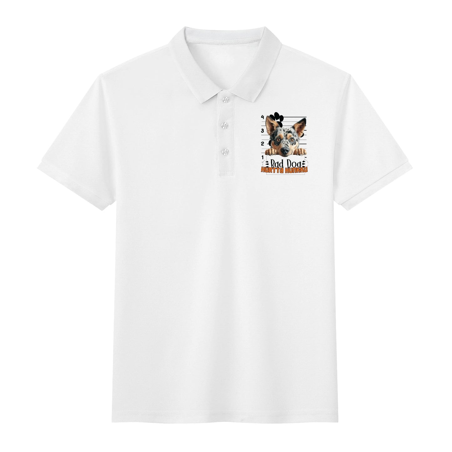 unisex bad dog Polo Shirt -  muokkaa millä tahansa omalla kuvalla, järjestelmä poistaa taustan