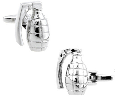 Military Series Silver Grenade Cufflinks