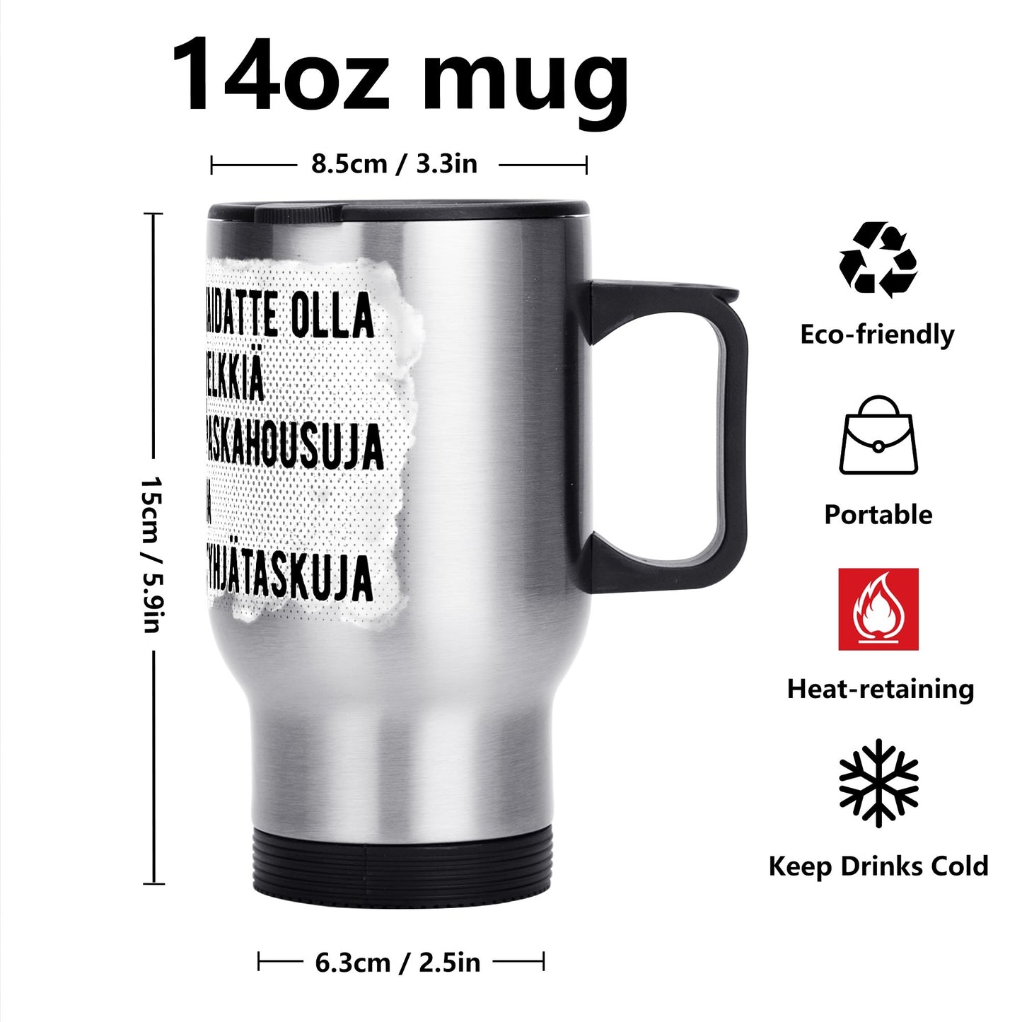 Stainless Steel Travel Coffee Mug (14 oz)