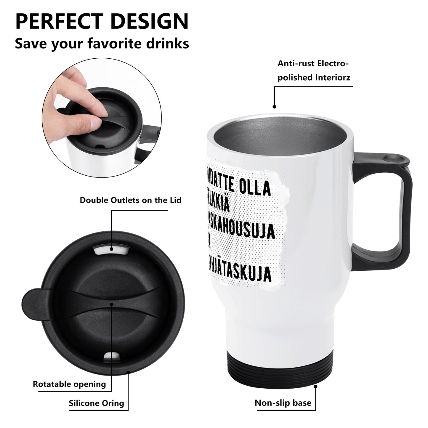 Stainless Steel Travel Coffee Mug (14 oz)