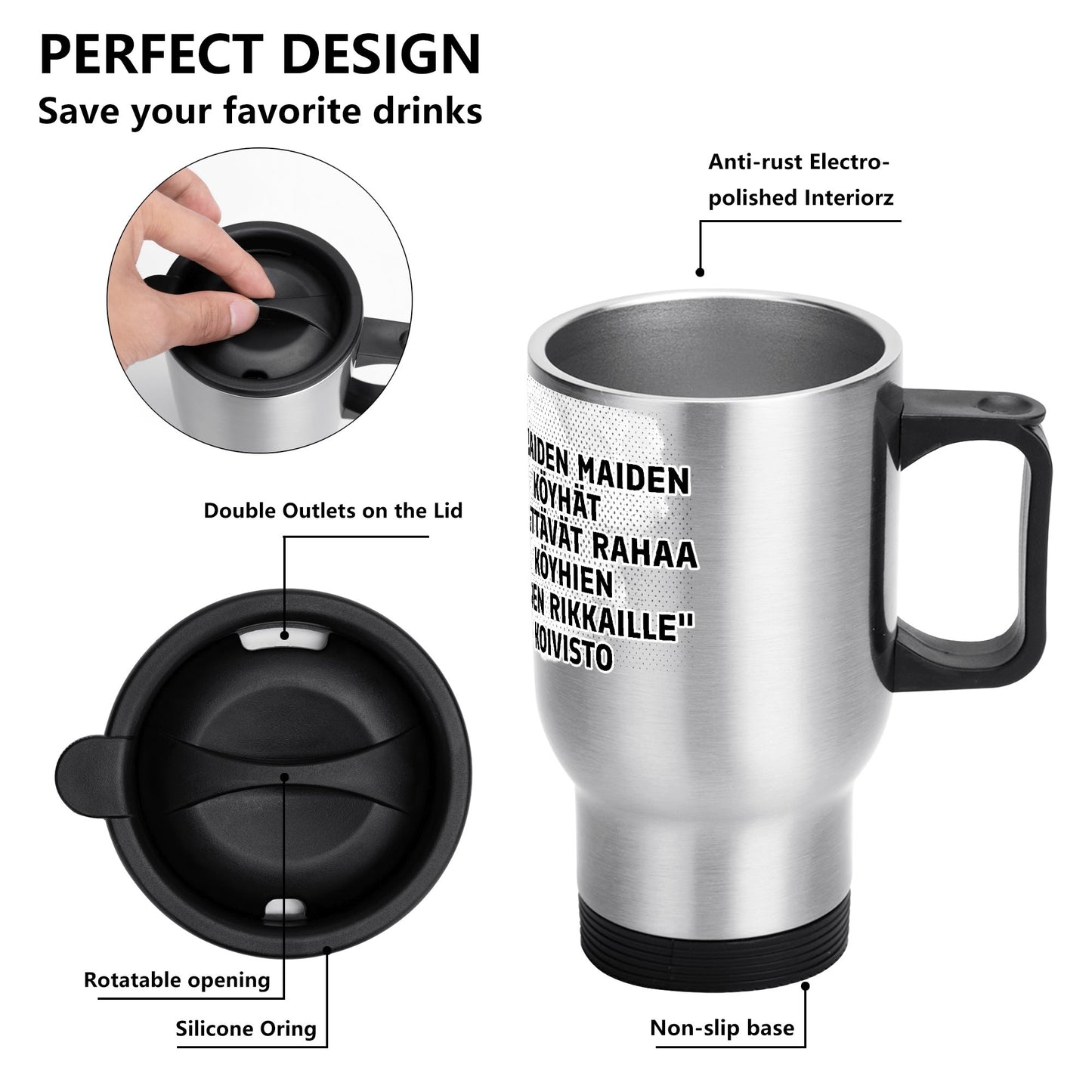 Stainless Steel Travel Coffee Mug (14 oz)