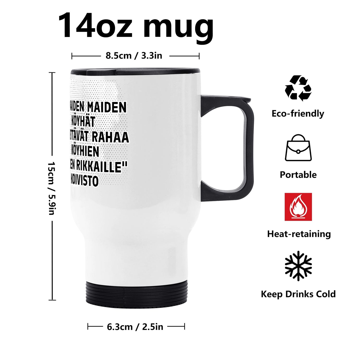 Stainless Steel Travel Coffee Mug (14 oz)