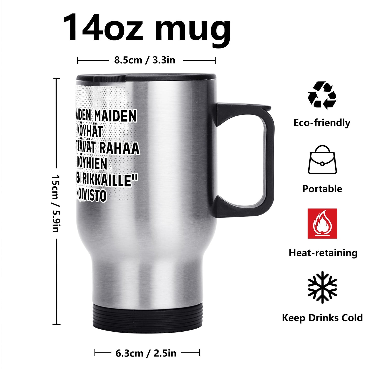 Stainless Steel Travel Coffee Mug (14 oz)