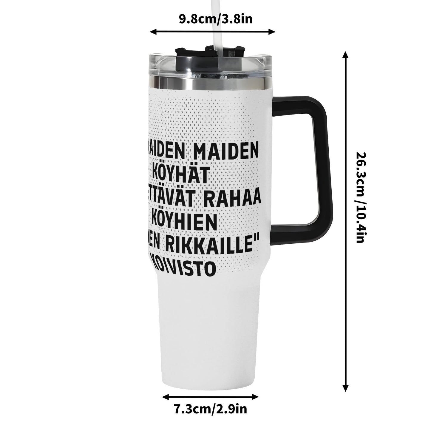 Personalized 40oz Stainless Steel Tumbler Gift With Black Handle and Straw