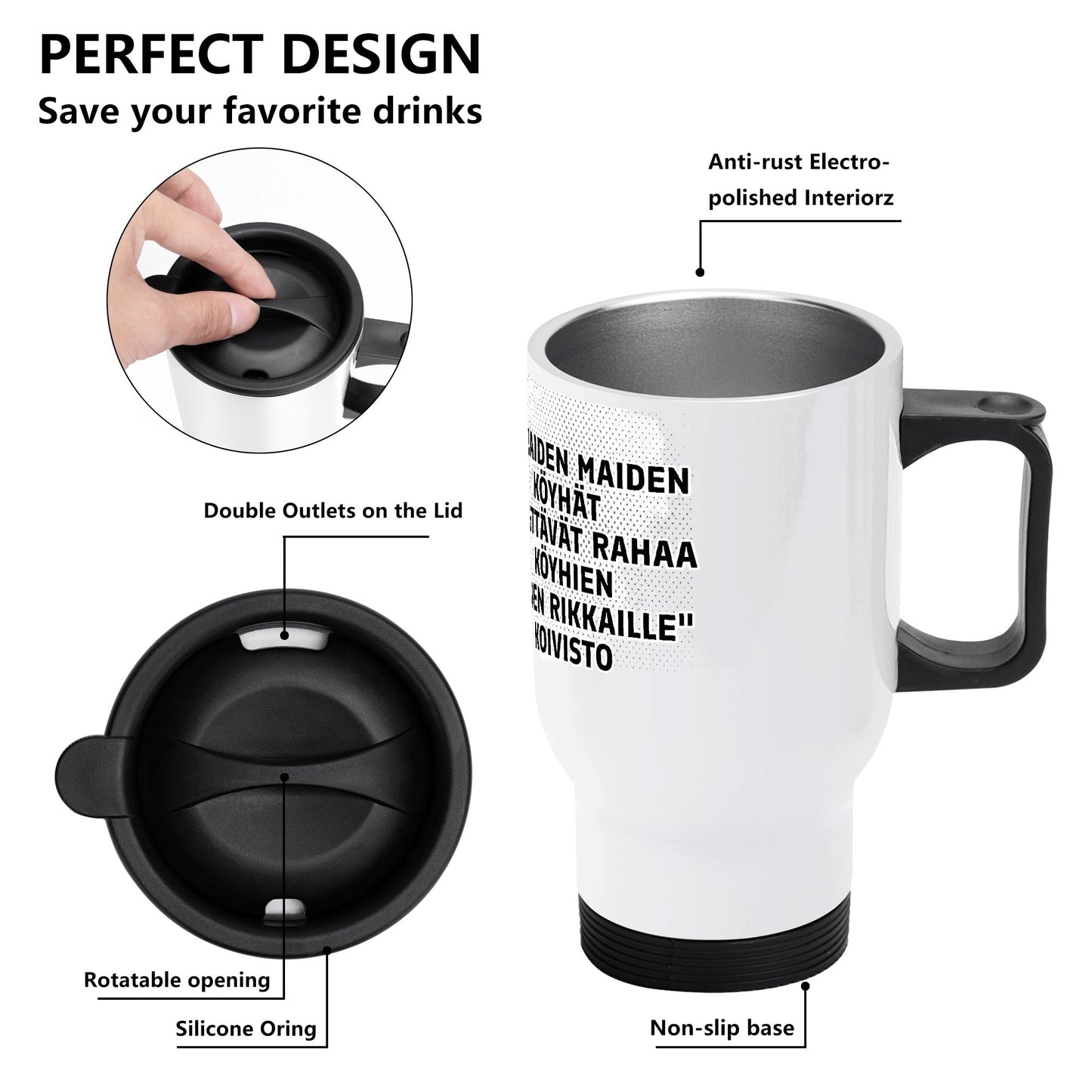 Stainless Steel Travel Coffee Mug (14 oz)