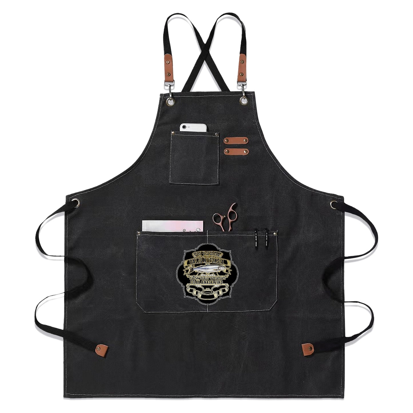 Unisex Canvas Cross Back Chef Aprons Multifunction with Large Pockets