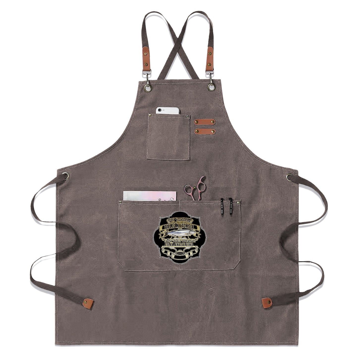 Unisex Canvas Cross Back Chef Aprons Multifunction with Large Pockets