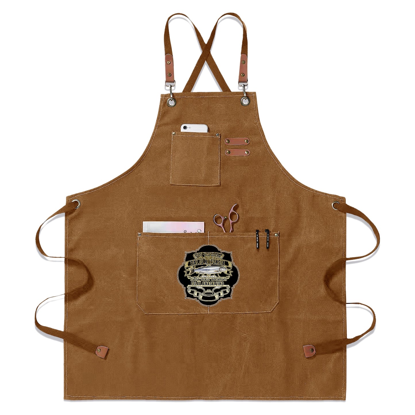 Unisex Canvas Cross Back Chef Aprons Multifunction with Large Pockets