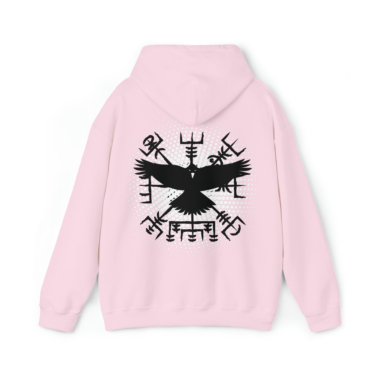 hoodie made of strong cotton - vegvisir raven picture on the back