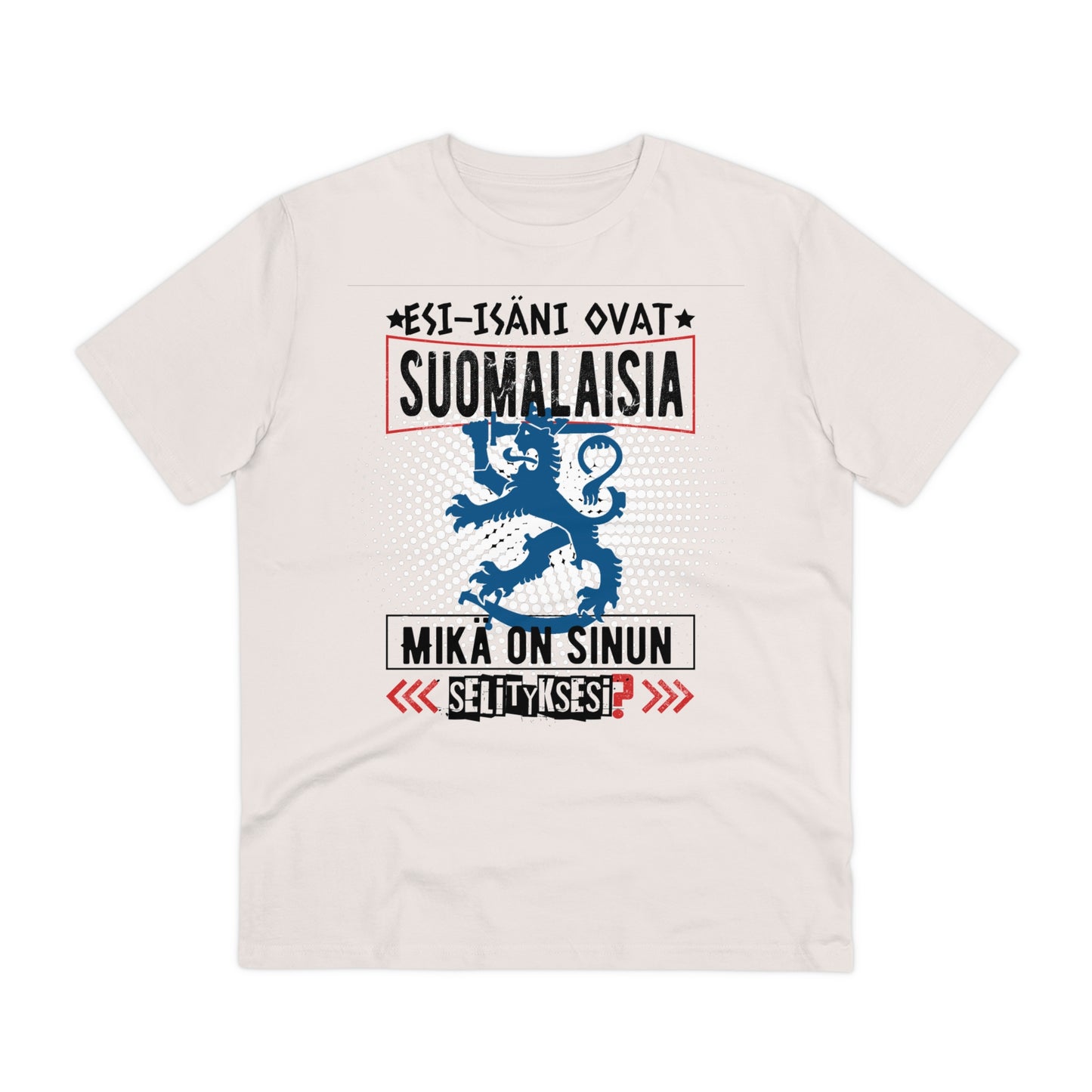 T-shirt unisex eco cotton - my ancestors are Finnish, what is your explanation, Suomileijona