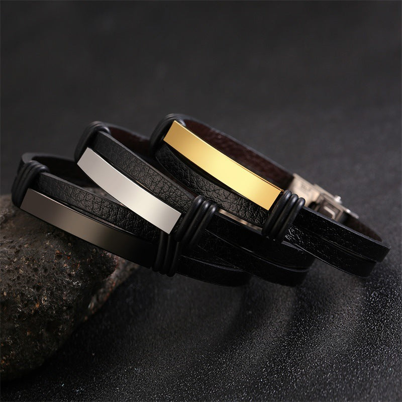 Stainless Steel Leather Bracelet