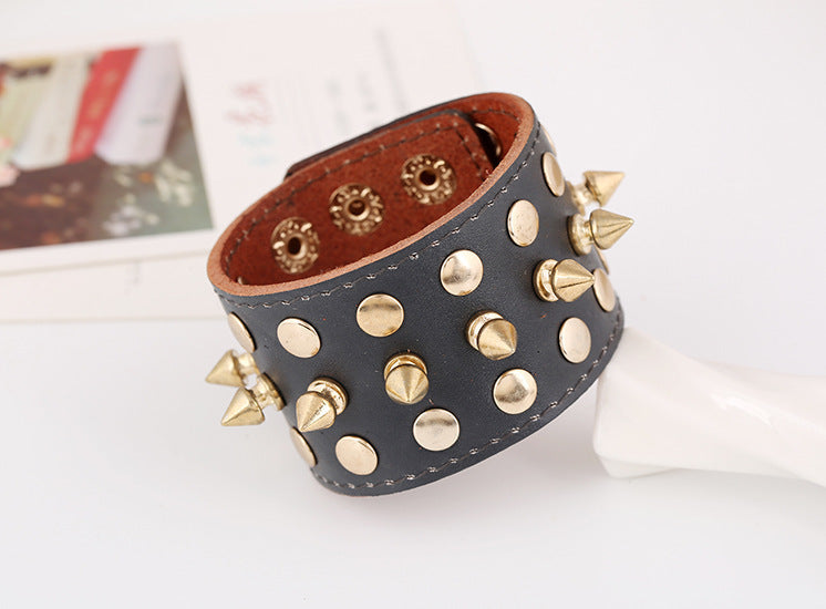 Rock punk leather bracelet