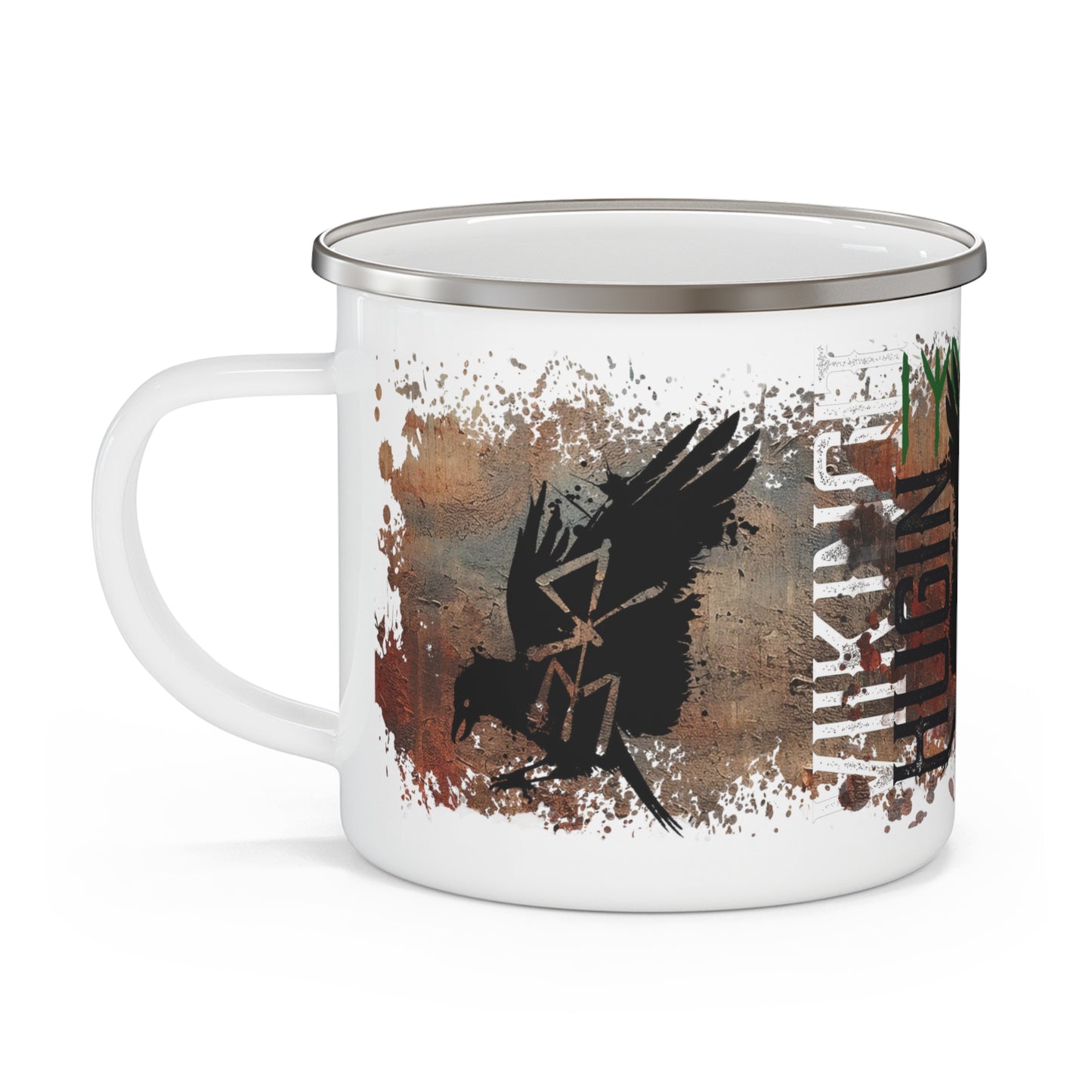 Enamel mug - viking ravens Hugin and Munin rusty