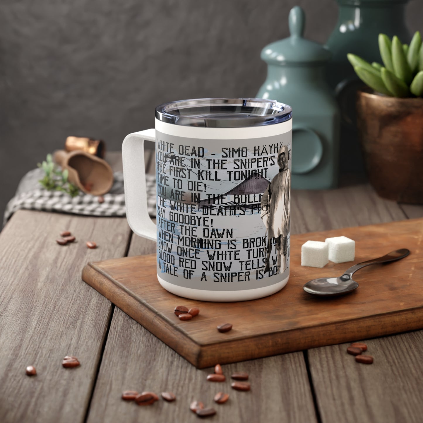 Insulated coffee mug made of steel - Simo Häyhä