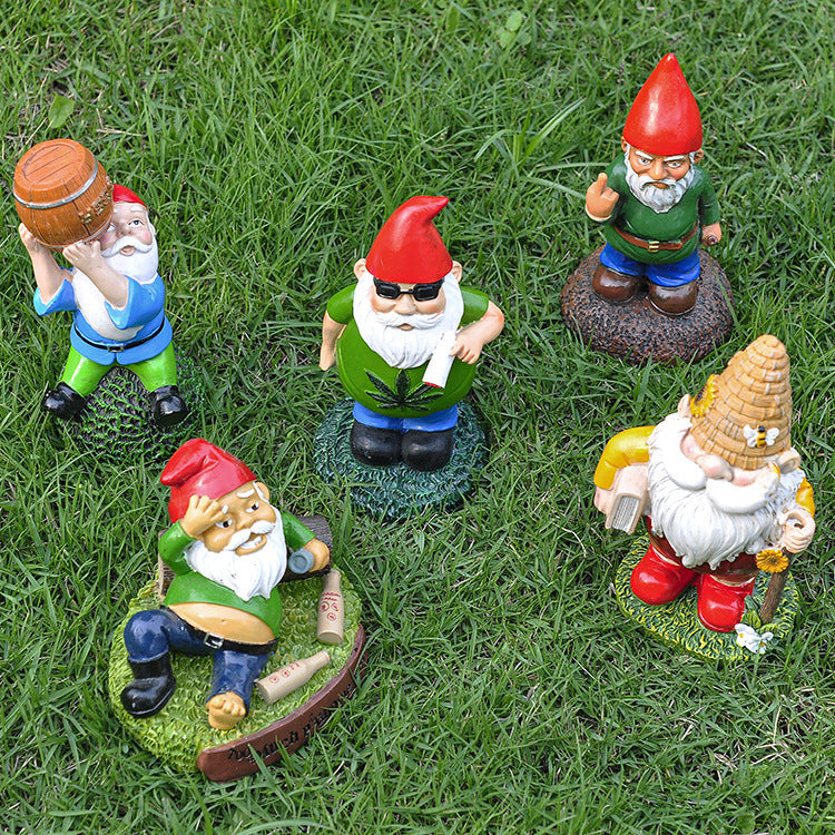 Garden Cartoon Statue Christmas Old Man Resin Craft Ornament