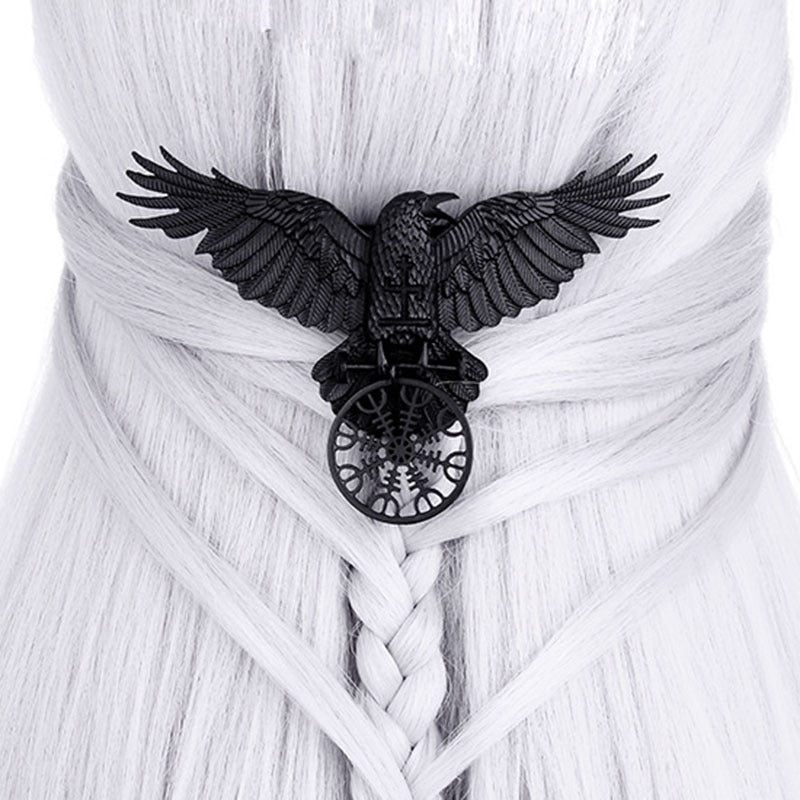 Unique Viking Black Oversized Crow Hair Clip Accessories