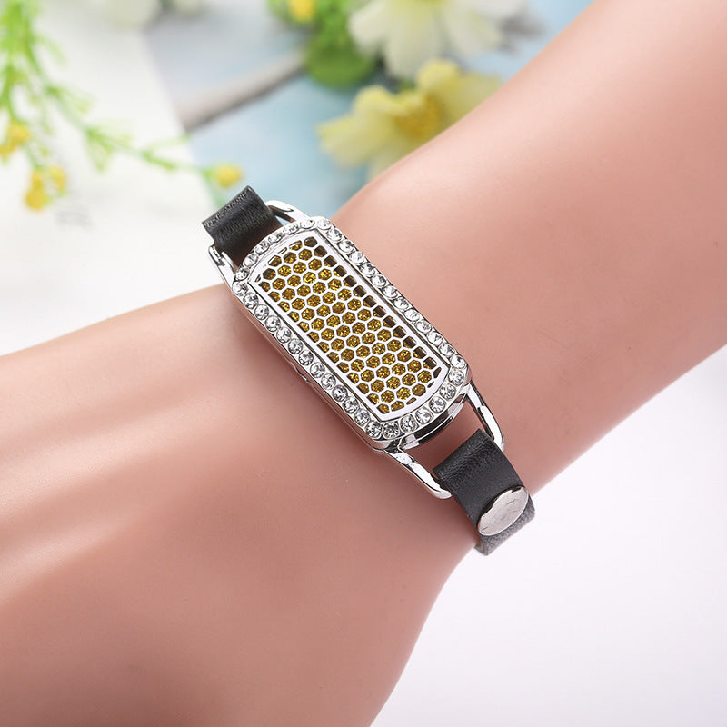 Leather Adjustable Geometry Rectangle Couple Bracelet Removable Aromatherapy Bracelet