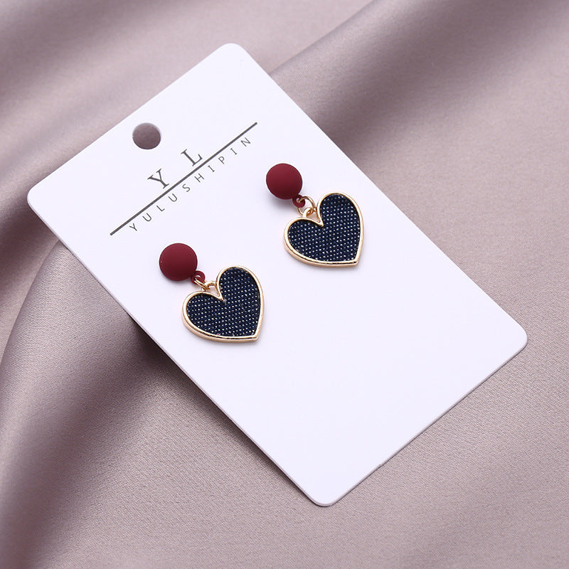 Denim love earrings