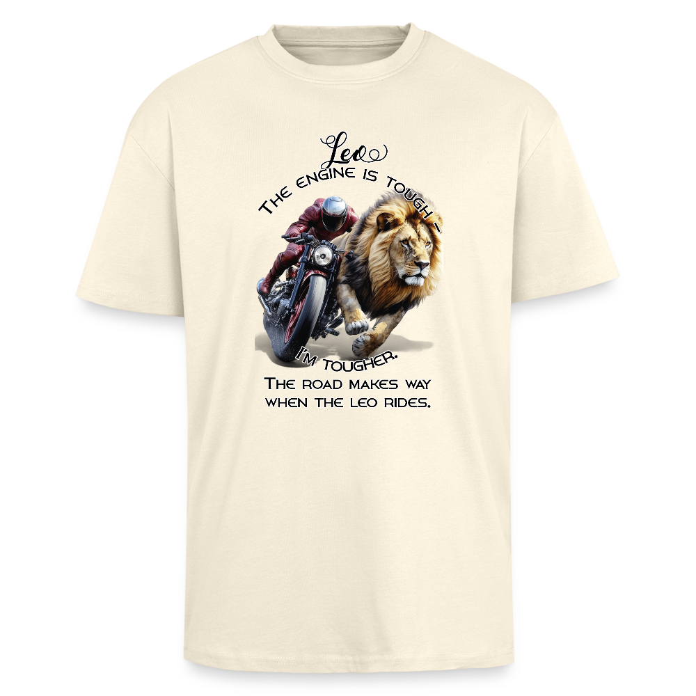 Motoristi-Leijona – Horoskooppi Unisex-Paita Paksu Oversized T-paita - kerma