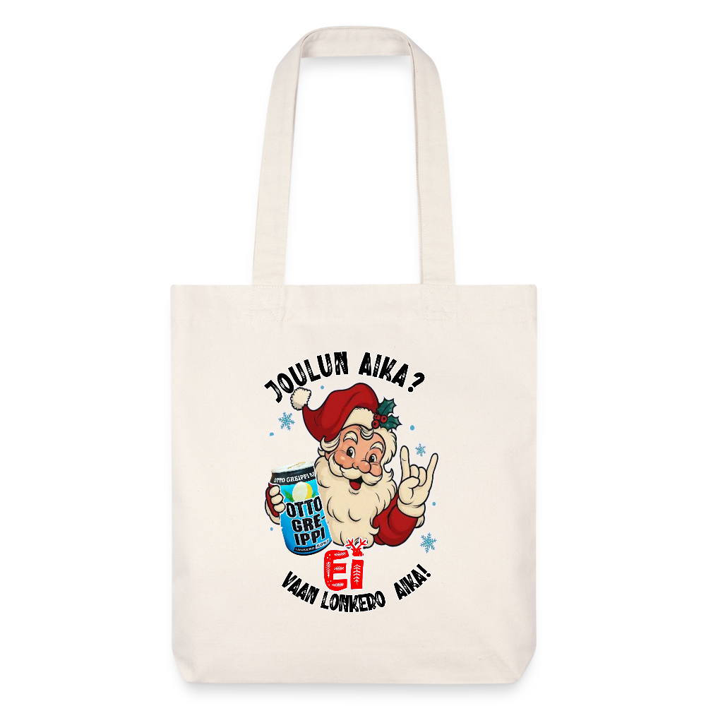 Stanley/Stella heavyweight kierrätetty kangaskassi kierrätetty kangaskassi, Stanley Stella, joulupukki, Otto Lonkero, kestävät kassit, rehellinen huumori, joululahjaidea - luonnonvalkoinen