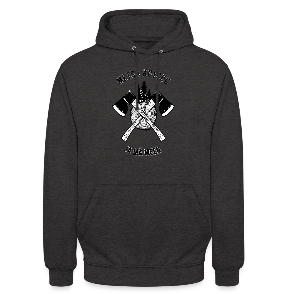 Huppari ”unisex” metsä kutsuu ja mä meen - hiilenharmaa