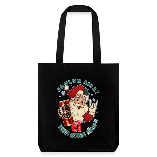 Stanley/Stella heavyweight kierrätetty kangaskassi – Joulupukki ja kalja, suoraan paskasta arjesta - musta