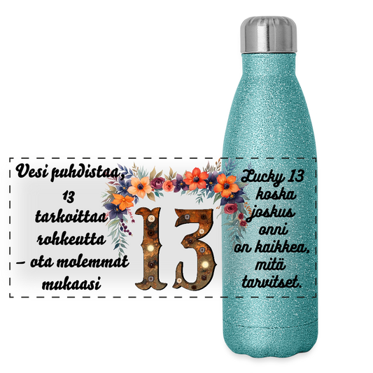 Glitter-termospullo ruostumattomasta teräksestä - 13 - sininen kimalle