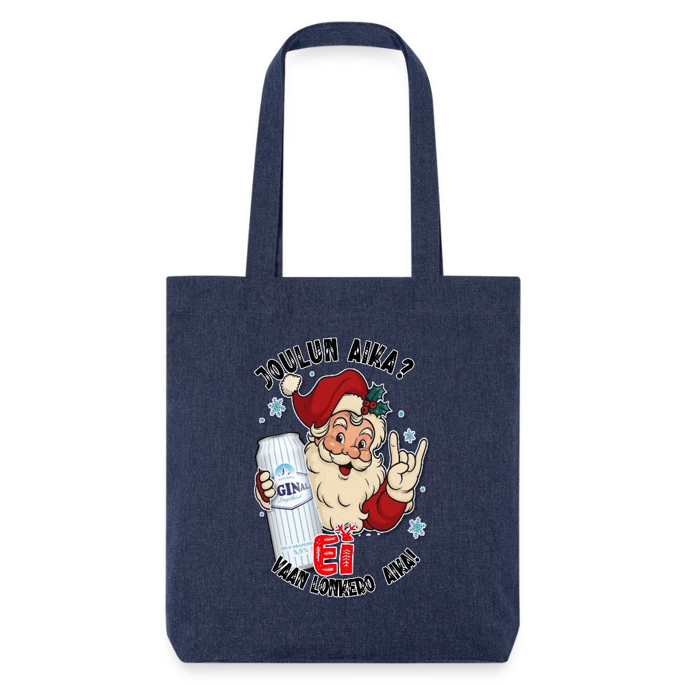 Stanley/Stella heavyweight kierrätetty kangaskassi – Joulupukki ja lonkero light original, - melanssinsininen