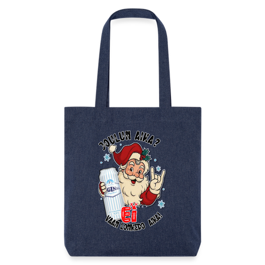 Stanley/Stella heavyweight kierrätetty kangaskassi – Joulupukki ja lonkero light original, - melanssinsininen