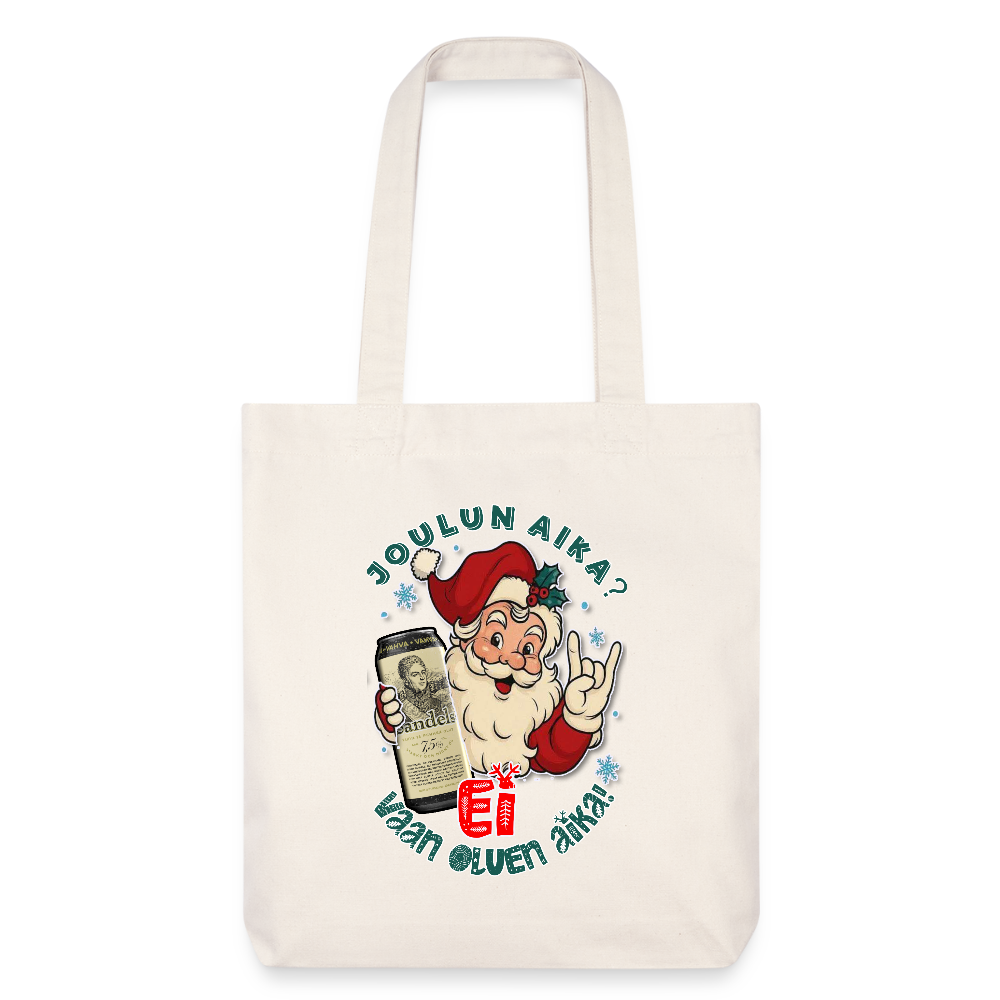 Stanley/Stella heavyweight kierrätetty kangaskassi Joulupukki ja Sandels, kalja ei jätä ketään kylmäks - luonnonvalkoinen